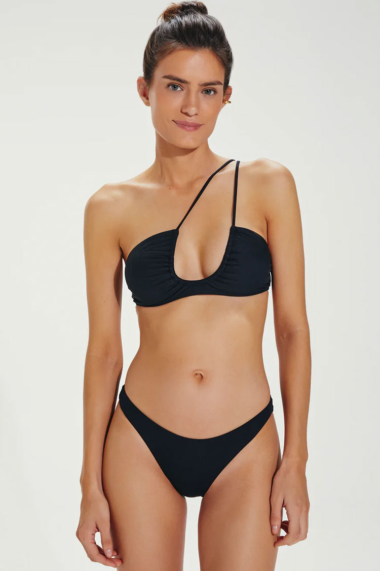 Asymmetric Low Rise Cheeky Cut Out One Shoulder Bikini Two Piece Swimsuit