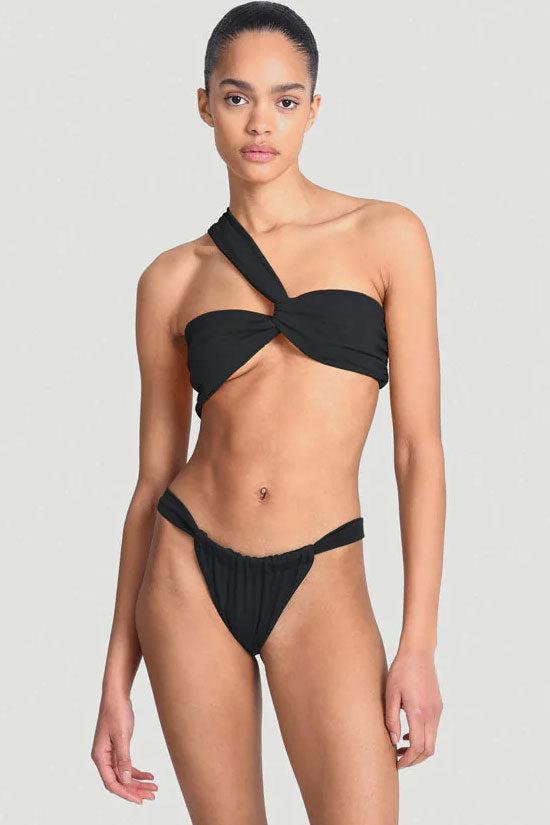 Asymmetrical Ruched Cheeky High Leg One Shoulder Bikini Two Piece