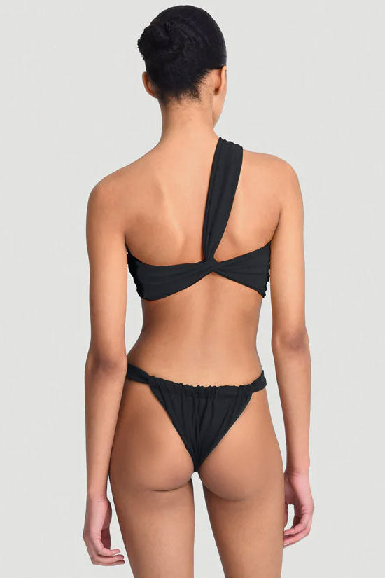 Asymmetrical Ruched Cheeky High Leg One Shoulder Bikini Two Piece Swimsuit