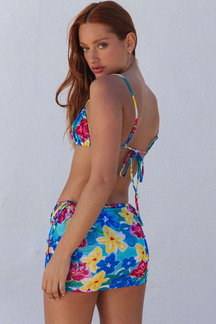 Romantic Bloom Floral Print Low Rise Bodycon Beach Cover Up