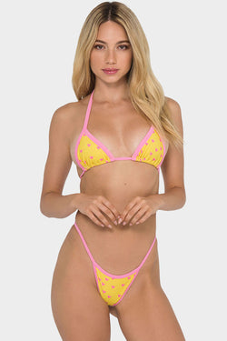 Sexy Rainbow Stripe Cheeky Thong Triangle Brazilian Bikini Two Piece Swimsuit