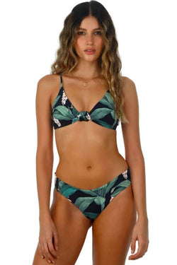 Athletic Palm Leaf Knotted Front Bralette Bikini Two Piece Swimsuit