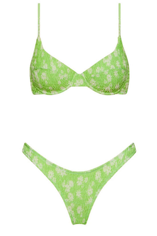 Celadon green and floral bikini sale