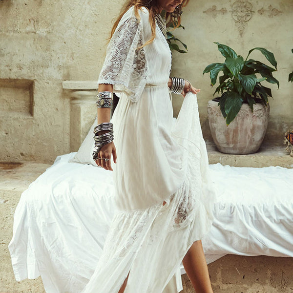 Boho lace top cover up