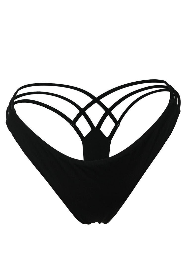 Sexy Crisscross Strappy Cutout Brazilian Thong Bikini Bottom
