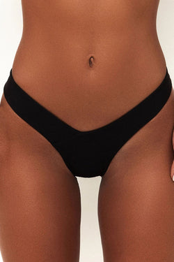 Sexy High Cut V Cut Seamed Trim Brazilian Thong Bikini Bottom