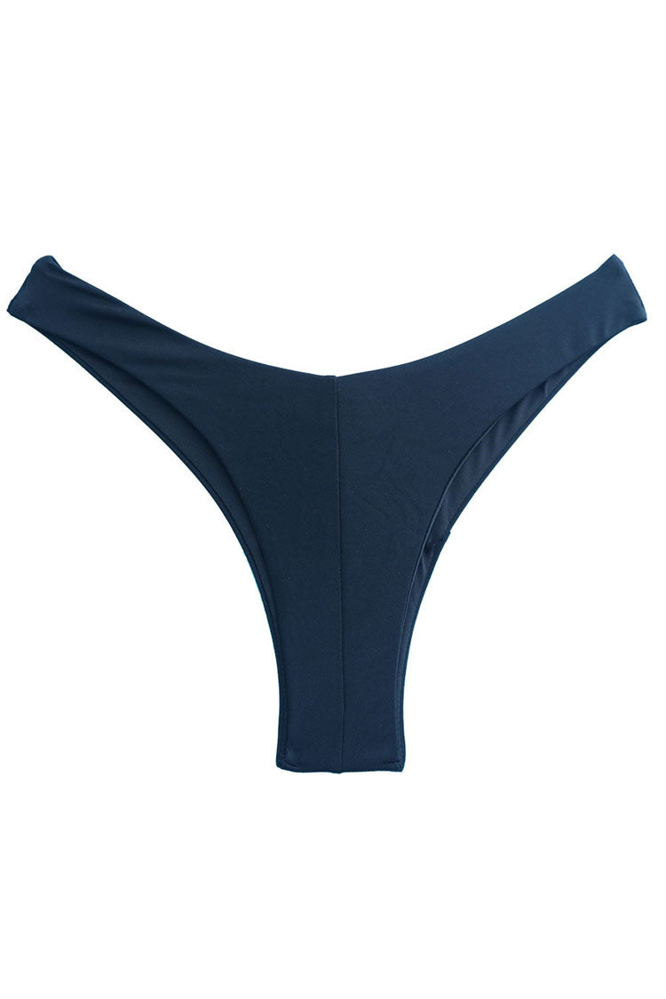 Sexy High Cut V Cut Seamed Trim Brazilian Thong Bikini Bottom